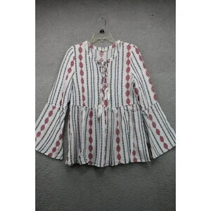 Promesa Aztec Bell Sleeves Tunic-Size Large Jrs.-Rayon-Tassels